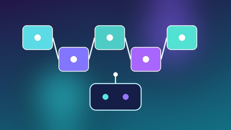 Cinq blocs visuels assemblés en agent IA sans code